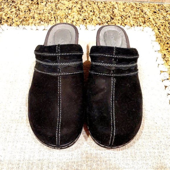 BJORNDAL 136568 Melinda Women's Black Leather Suede Slip On Mules Size 7 1/2 - Picture 1 of 6
